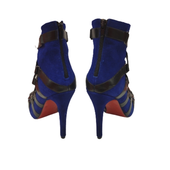 Christian Louboutin Nitoinimoi Bandage Suede Leather Blue Black Ankle Bo… - Picture 8 of 16